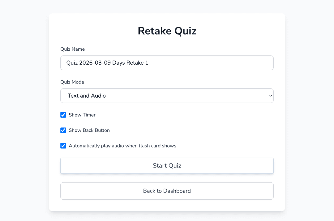 Retake a Quiz