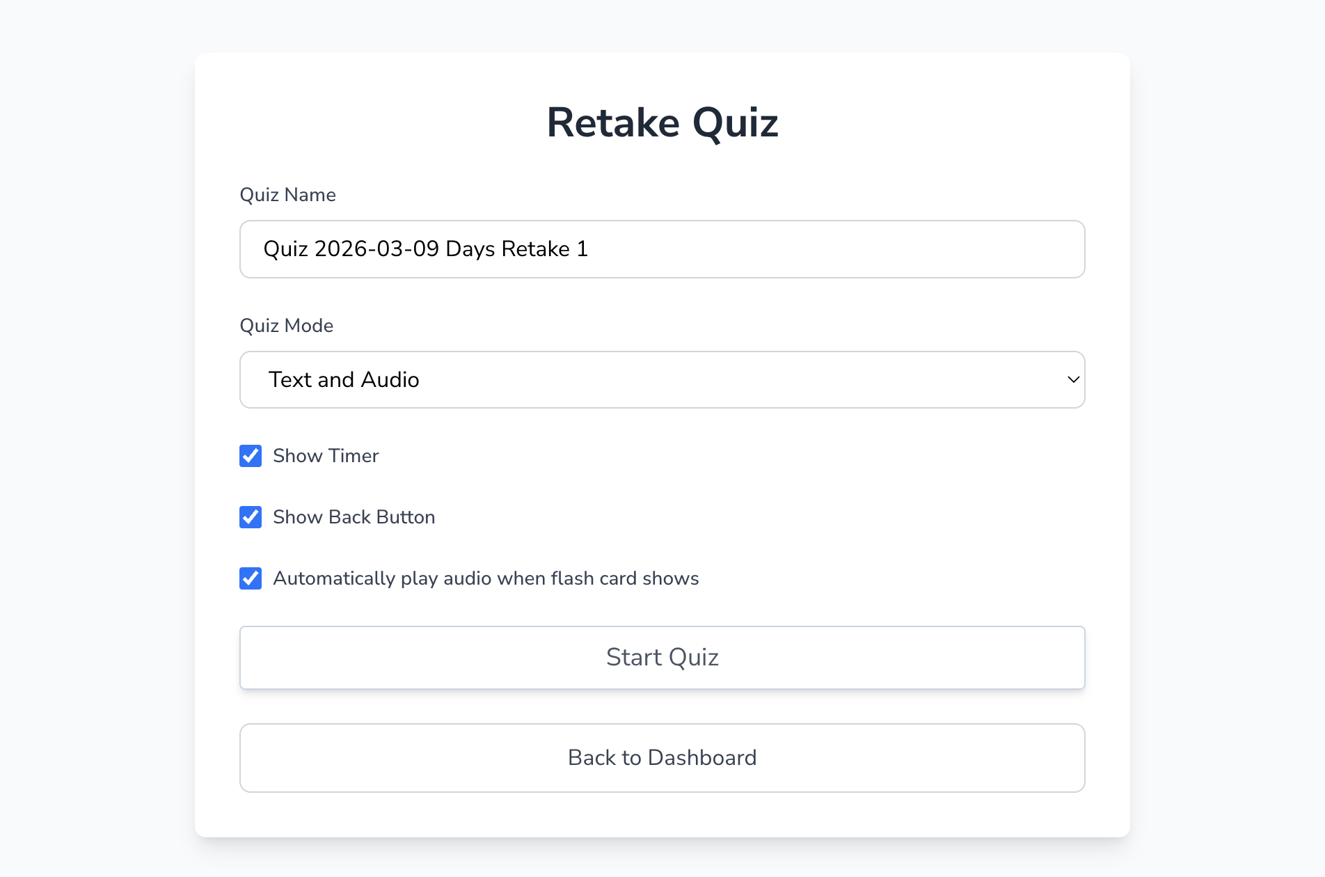 Retake a Quiz